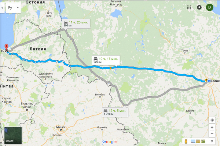 Москва — Рига, посоветуйте оптимальный маршрут