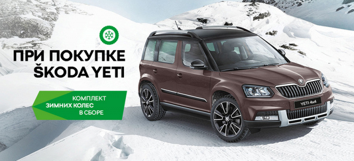 Купите Skoda Yeti и получите зимние колеса в комплекте