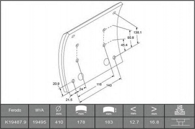 ABEX b2203925 -  Комплект тормозных башмаков, барабанные тормоза
