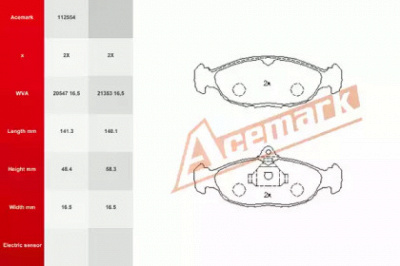 ACEMARK 112554 -  Комплект тормозных колодок, дисковый тормоз