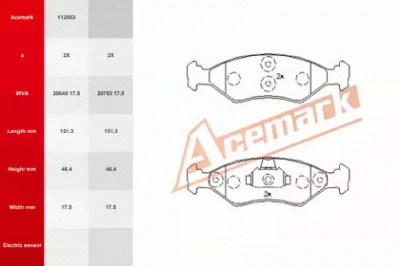 ACEMARK 112563 -  Комплект тормозных колодок, дисковый тормоз