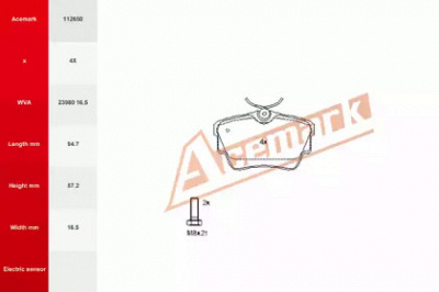 ACEMARK 112650 -  Комплект тормозных колодок, дисковый тормоз