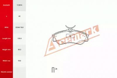ACEMARK 112674 -  Комплект тормозных колодок, дисковый тормоз