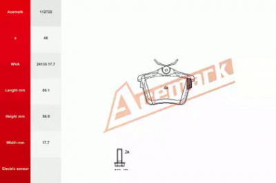 ACEMARK 112722 -  Комплект тормозных колодок, дисковый тормоз