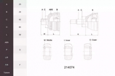 ACEMARK 214074 -  Шарнирный комплект, приводной вал