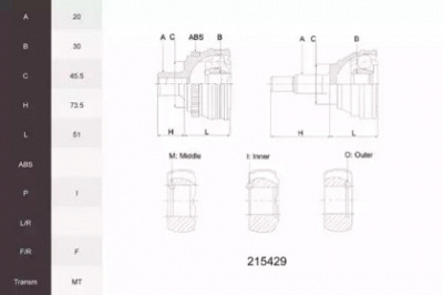 ACEMARK 215429 -  Шарнирный комплект, приводной вал