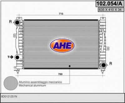 AHE 102054a -  Радиатор, охлаждение двигателя