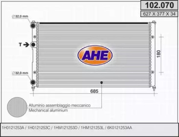 AHE 102070 - Радиатор, охлаждение двигателя