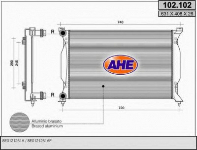 AHE 102102 - Радиатор, охлаждение двигателя
