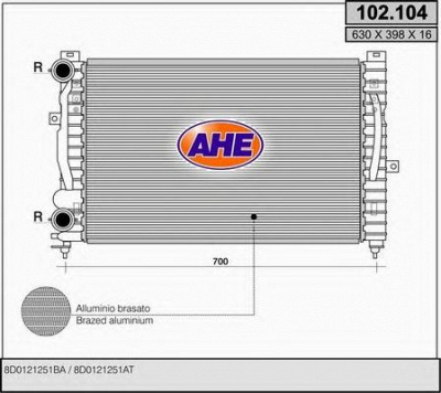 AHE 102104 -  Радиатор, охлаждение двигателя