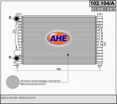 AHE 102104a -  Радиатор, охлаждение двигателя