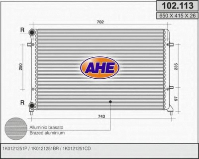 AHE 102113 -  Радиатор, охлаждение двигателя