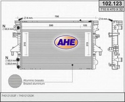 AHE 102123 - Радиатор, охлаждение двигателя