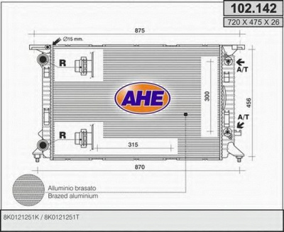 AHE 102142 - Радиатор, охлаждение двигателя