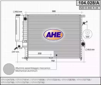 AHE 104028a - Радиатор, охлаждение двигателя