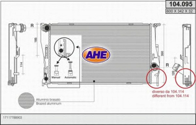 AHE 104095 - Радиатор, охлаждение двигателя