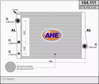AHE 104111 - Радиатор, охлаждение двигателя