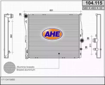 AHE 104115 -  Радиатор, охлаждение двигателя