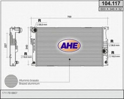 AHE 104117 - Радиатор, охлаждение двигателя