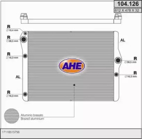AHE 104126 - Радиатор, охлаждение двигателя