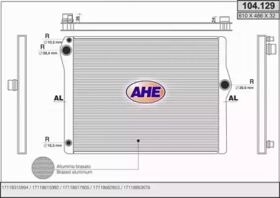 AHE 104129 - Радиатор, охлаждение двигателя