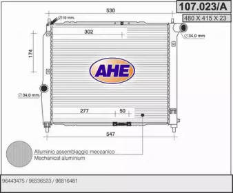 AHE 107023a -  Радиатор, охлаждение двигателя