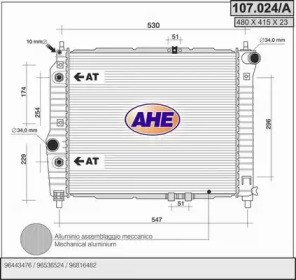 AHE 107024a -  Радиатор, охлаждение двигателя