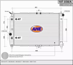 AHE 107038a -  Радиатор, охлаждение двигателя