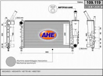 AHE 109119 -  Радиатор, охлаждение двигателя