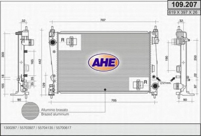 AHE 109207 -  Радиатор, охлаждение двигателя