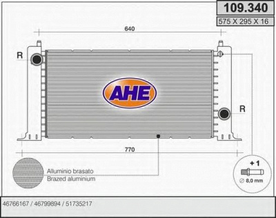 AHE 109340 - Радиатор, охлаждение двигателя