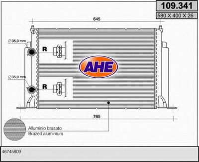 AHE 109341 -  Радиатор, охлаждение двигателя