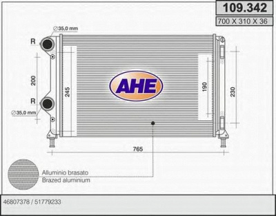 AHE 109342 - Радиатор, охлаждение двигателя