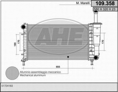 AHE 109358 - Радиатор, охлаждение двигателя