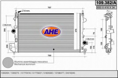 AHE 109382a -  Радиатор, охлаждение двигателя