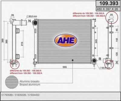 AHE 109393 -  Радиатор, охлаждение двигателя