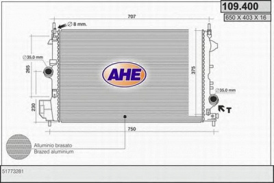 AHE 109400 -  Радиатор, охлаждение двигателя