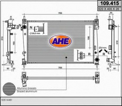 AHE 109415 -  Радиатор, охлаждение двигателя