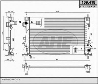 AHE 109418 - Радиатор, охлаждение двигателя