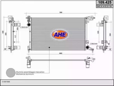 AHE 109425 - Радиатор, охлаждение двигателя