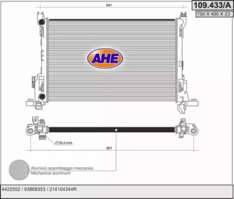 AHE 109433a -  Радиатор, охлаждение двигателя