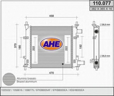 AHE 110077 -  Радиатор, охлаждение двигателя