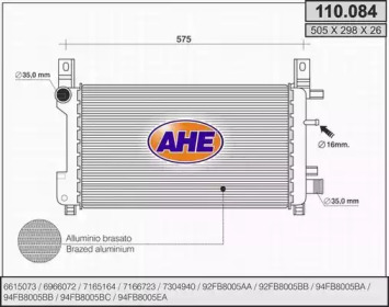 AHE 110084 - Радиатор, охлаждение двигателя