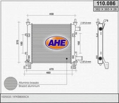 AHE 110086 - Радиатор, охлаждение двигателя
