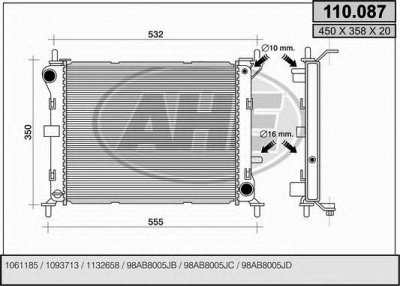 AHE 110087 - Радиатор, охлаждение двигателя