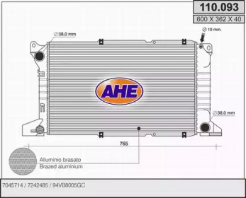 AHE 110093 - Радиатор, охлаждение двигателя