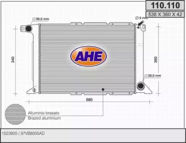 AHE 110110 - Радиатор, охлаждение двигателя