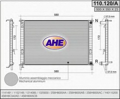AHE 110120a - Радиатор, охлаждение двигателя