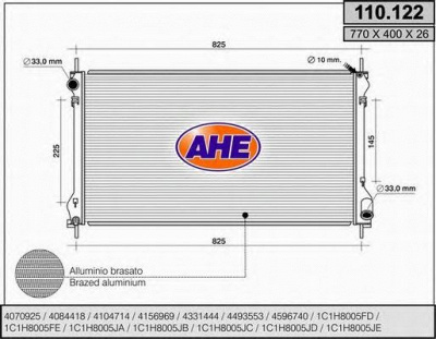 AHE 110122 - Радиатор, охлаждение двигателя