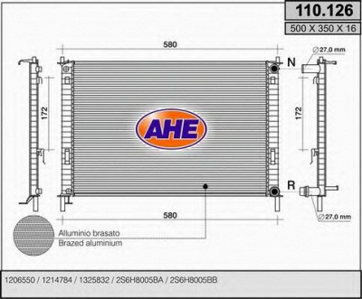AHE 110126 - Радиатор, охлаждение двигателя